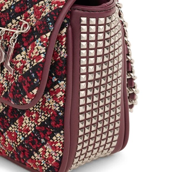 Karl Lagerfeld Agyness Tweed Crossbody Flap NWOT Convertible Wine Navy Luxury - Picture 16 of 16